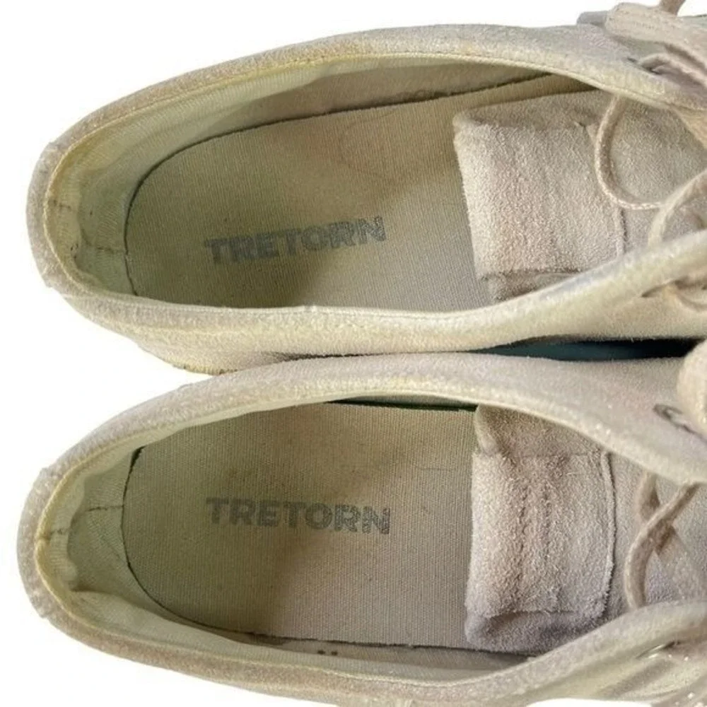 Tretorn Eve2 Sparkle Beige Leather Espadrille Sneakers Platform Boho Retro Sz 10